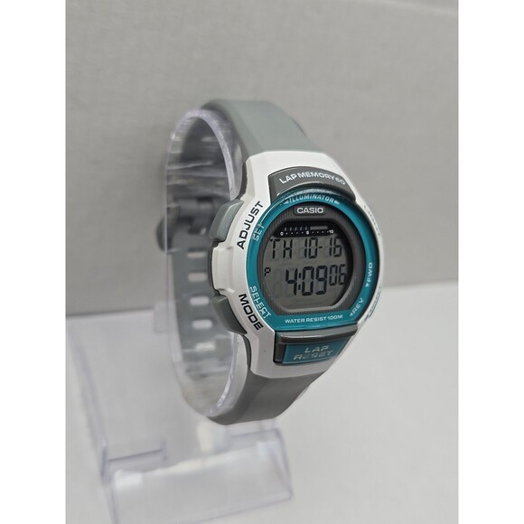 Casio LWS 1000H Womens Quartz Watch Illuminator Lap Memory 100M Gray New Battery - Picture 3 of 11